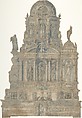 Project for a Monumental Tomb, Anonymous, Italian, 16th century Italian, Pen and brown ink, brush and blue wash or watercolor