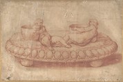 Design for a Saltcellar with Putti, Anonymous, Italian, 16th century  Italian, Red chalk