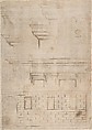 Project for a Façade Decoration (recto); Architectural Studies (verso), Attributed to Lattanzio Gambara (Italian, Brescia ca. 1530–1574 Brescia), Pen and brown ink, brush and brown wash, over black chalk