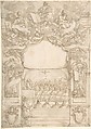 Design for a Title Page, Anonymous, Italian, late 16th century Italian, Pen and brown ink, brush with brown and gray wash