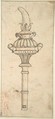 Design for a Rattle and Whistle (recto); Crude Sketches of an Equine Animal and a Figure in Exotic Costume (verso), Anonymous, Italian, 16th century (Italian, active Central Italy, ca. 1550–1580), Pen and brown ink, with a plumbline in leadpoint; red chalk (unrelated sketches)