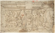 Design for an Architectural Frieze, Anonymous, Italian, mid-16th century Italian, Pen and brown ink, brush and brown wash