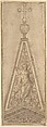 Design for Pediments with the Resurrected Christ surmounted by a Crucifix, Anonymous, Italian, 16th century  Italian, Pen and brown ink, brush and brown wash, traces of leadpoint