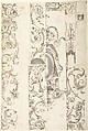Sheet with Various Studies of Candelabra Grotesques, Foliage and a Cartouche, Anonymous, Italian, 16th to 17th century Italian, Pen and brown ink, brush and gray wash, over leadpoint