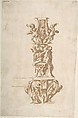 Ornamental Design with Eagles and Mythological Figures, Anonymous, Italian or Spanish, 16th century  Italian or Spanish, Pen and brown ink, brush and brown wash, over leadpoint