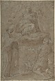 Madonna in Glory with Two Saints, Anonymous, Italian, late 16th century Italian, Pen and brown ink, brush and brown wash; highlighted with white (mostly oxidized)