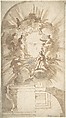 Design for an Altar with a Celestial Subject Above, Anonymous, Italian, 16th century Italian, Pen and brown ink, brush and brown wash, over leadpoint