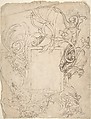 Design for a Cartouche (recto); Design for a Cartouche (verso), Anonymous, Italian, 16th to early 17th century, Pen and brown ink, over leadpoint or black chalk