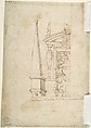 Partial Design for a Tomb with a Seated Male Figure Holding a Shield (recto); Partial Design for a Tomb with a Seated Male Figure, Putti and an Obelisk (verso), Anonymous, Italian, 16th century (Italian, active Central Italy, ca. 1550–1580), Pen and brown ink, brush and brown wash