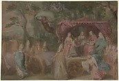The Triumph of the Church: Ecclesia Presented with the Doctrines, Seated in a Chariot Attended by the Four Doctors of the Church, Otto van Veen  Netherlandish, Oil on paper, pen and brown ink