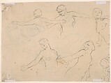 Self-Portrait in Clown Costume; Verso: Sketches of the Torsos of Five Nude Women with their Arms Extended, James Ensor (Belgian, Ostend 1860–1949 Ostend), Graphite