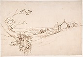 Landscape with a Gnarled Tree and a Farm, Anthony van Dyck (Flemish, Antwerp 1599–1641 London), Pen and brown ink