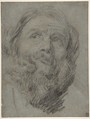Head of an Apostle, Anthony van Dyck Flemish, Black and white chalk on blue paper