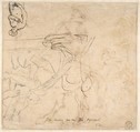 Study for an Equestrian Portrait, Possibly that of Albert de Ligne, Count of Arenberg; verso: Various Studies of Statues and Figures, Including the Venus Pudica and Scipio and his Lictor, Anthony van Dyck (Flemish, Antwerp 1599–1641 London), Pen and brown ink; verso: pen and brown ink, black chalk