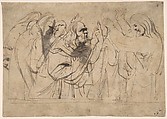 Christ and the Pharisees; verso; Christ and a Pharisee, Anthony van Dyck (Flemish, Antwerp 1599–1641 London), Pen and brown ink, brush and brown wash