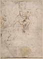 Sheet of Studies, Anthony van Dyck (Flemish, Antwerp 1599–1641 London), Pen and brown ink, brush and brown wash