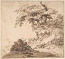 A Group a Trees, Anthony van Dyck Flemish, Pen and brown ink, brush and brown wash