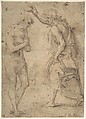 The Baptism of Christ, Moncalvo (Guglielmo Caccia)  Italian, Pen and brown ink, brush and brown wash, over some traces of red chalk, glued to secondary paper support