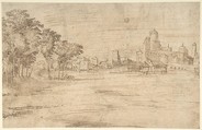 Landscape with Buildings (recto); Studies for a Flagellation (verso), Anonymous, Italian, 16th century (Italian, active Central Italy, ca. 1550–1580), Pen and brown ink