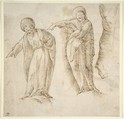 Studies for the Standing Figure of a Bearded Man, Anonymous, Italian, 16th century Italian, Pen and brown ink, over traces of black chalk or leadpoint