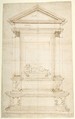 Design for a Wall Tomb., Anonymous, Central-Italian, 16th century, Pen and brown ink, over stylus-ruled and compass-incised construction marks, on light tan laid paper