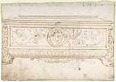 Design for a Cassone (Recto), Design for a Tomb (Verso), Anonymous, Italian, 16th century, Pen and brown ink, brush and gray-brown wash (recto and verso)