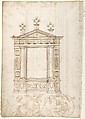 Design for a Cassone (recto); Design for a Tomb (verso), Anonymous, Italian, 16th century, Pen and brown ink, brush and gray-brown wash