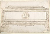 Design for a Frame (recto); Design for a Cassone (verso), Anonymous, Italian, 16th century (Italian, active Central Italy, ca. 1550–1580), Pen, brown ink and wash