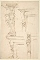 Studies for Consoles, Anonymous, Italian, 16th century Italian, Pen and ink