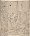 Martyrdom of Saint Andrew, Anonymous, Italian, Roman-Bolognese, 17th century  Italian, Pen and brown ink, brush and brown/gray wash, over traces of charcoal, on light brown paper