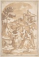 Christ and the Woman of Samaria, Anonymous, Italian, 16th century  Italian, Pen and brown ink, brush and wash