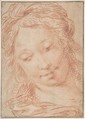 Female Head, Anonymous, Italian, Roman-Bolognese, 17th century  Italian, Red chalk