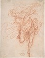 Angel (Recto); Fragmentary Sketches of Same Subject (Verso), Anonymous, Italian, 16th century (Italian, active Central Italy, ca. 1550–1580), Red chalk on cream paper