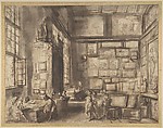 Interior of a Picture Gallery, Hans Jordaens III  Flemish, Pen and brown ink, brush and brown wash