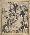 Adoration of the Shepherds, Jacob Jordaens Flemish, Pen and brown ink, brush and brown wash, over black chalk; framing lines in pen and black ink