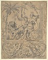 Allegory of Africa, from the Four Continents, Godfried Maes  Flemish, Pen and gray and brown ink, brush and gray wash