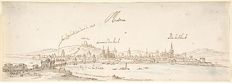 View of Mâcon Seen from the East, Jan Peeters Flemish, Pen and brown ink, gray and blue wash