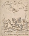 Martyrdom of Saint Lawrence, Anonymous, Italian, Roman-Bolognese, 17th century Italian, Pen and brown ink, brush and gray wash, over traces of black chalk on cream paper