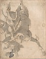 Allegorical Figures, Anonymous, Italian, Bolognese, 17th century Italian, Pen and brown ink, brush and gray wash, over faint traces of black chalk on light brown paper