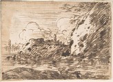 Landscape, Anonymous, Italian, Roman-Bolognese, 17th century  Italian, Pen and brown ink on cream paper