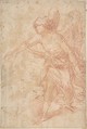 An Angel, Anonymous, Italian, Roman-Bolognese, 17th century Italian, Red chalk on light tan paper