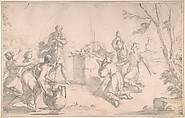 The Sacrifice of Noah, Aureliano Milani  Italian, Black chalk, brush and gray wash, on light tan paper