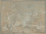 Landscape, Anonymous, Italian, Roman-Bolognese, 17th century  Italian, Black chalk, highlighted with white gouache on blue paper, faded to blue-brown