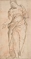 Draped Male Figure Gesturing, Anonymous, Italian, Roman, 16th century  Italian, Pen and brown ink, brush and brown wash