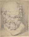 Head of Silenus, Peter Paul Rubens Flemish, Black chalk on light brown paper
