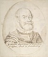 Portrait of Bartholomeo Ehrenfüller(?), Anonymous, Flemish, 17th century (?) Flemish, Brush and brown wash, black chalk; tacked down to white board