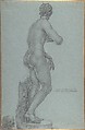 Venus de' Medici; view from the back, Peter van Lint (Flemish, Antwerp 1609–1690 Antwerp), Black chalk, brush and gray wash, heightened with white, on blue paper