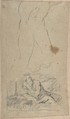 Christ on the Cross; verso: St. Jerome Reading by Candlelight, and Sketch of Male Torso (?), After Anthony van Dyck (Flemish, Antwerp 1599–1641 London), Recto and verso: black and white chalk