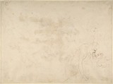 Alcibiades Interrupting the Symposium (recto); Sketches of the Baptism of Christ and of a Man (verso), Peter Paul Rubens (Flemish, Siegen 1577–1640 Antwerp), Pen and brown ink, over black chalk