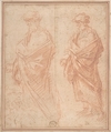 Studies of a Man, Anonymous, Italian, Roman-Bolognese, 17th century  Italian, Red chalk, highlighted with white chalk in light tan paper